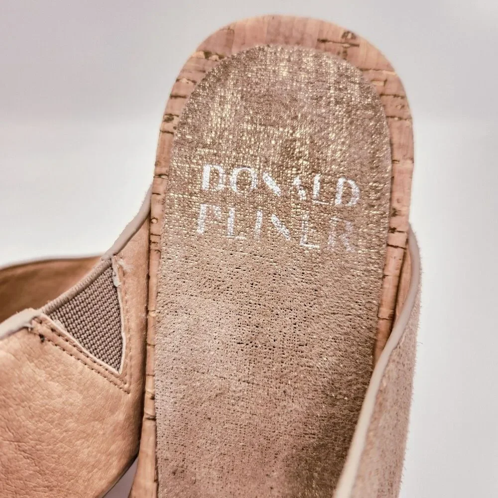 Donald Pliner Gyer Sparkle Leather Cork Platform Toe Loop Wedge Light Bronze 11